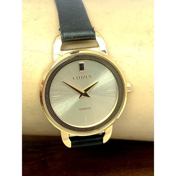 Citizen Women\'s Watch 9627-S117909 Quartz Gold Petite 26mm Black Leather… main image 2